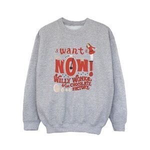 Willy Wonka Girls Verruca Salt I Want It Now Sweatshirt / Sports Grey